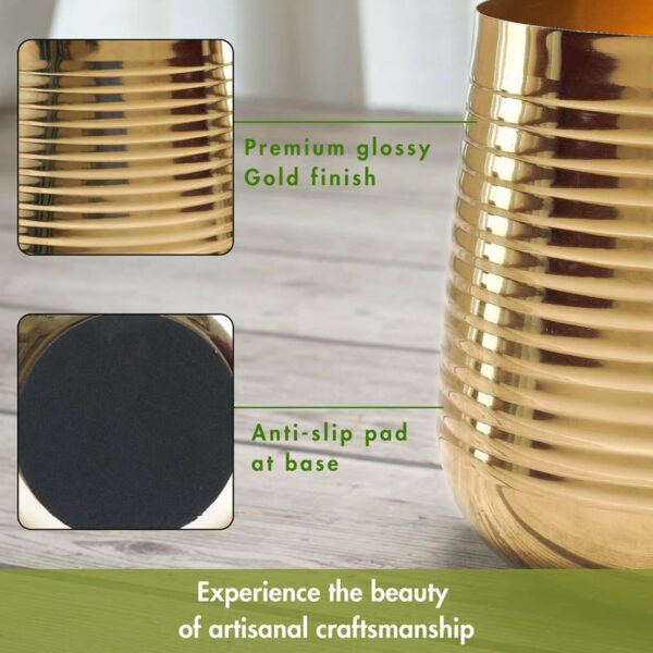 Auric Metal Gold Ribbed Planter - Set of 2 Auric Metal Gold Ribbed Planter - Set of 2