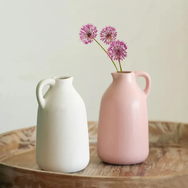 'Blush Rose' Decorative Ceramic Vases (Set of 2, 15.5 cm, Handglazed Studio Pottery) 'Blush Rose' Decorative Ceramic Vases (Set of 2, 15.5 cm, Handglazed Studio Pottery)