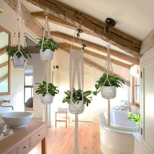 Boho Macrame Plant Hangers - Set Of Five