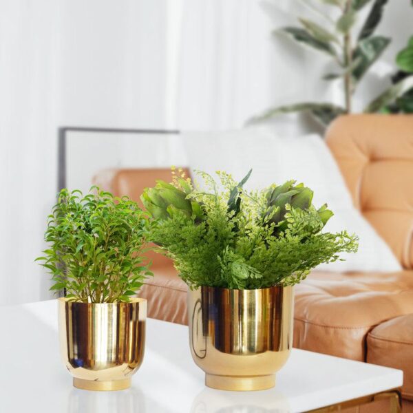 Bromo Metal Planter (Gold) - Set Of Two