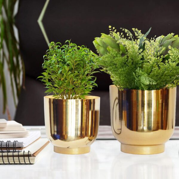 Bromo Metal Planter (Gold) - Set Of Two