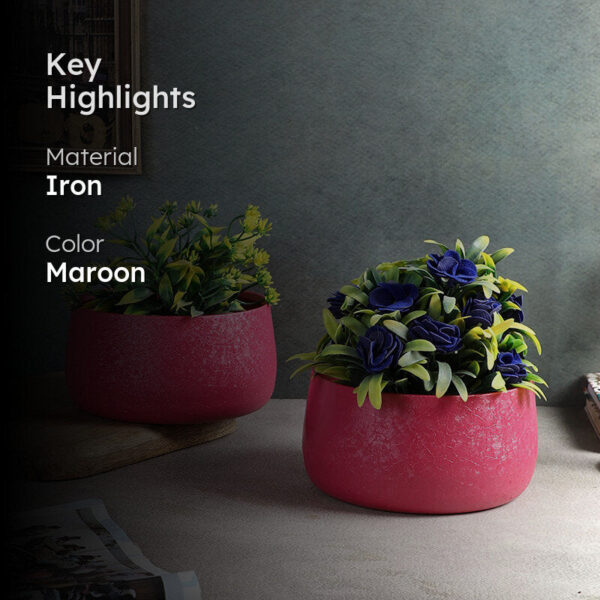 Chlo Iron Planter (Maroon) - Set Of Two Chlo Iron Planter (Maroon) - Set Of Two