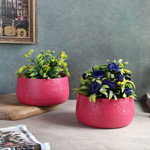 Chlo Iron Planter (Maroon) - Set Of Two