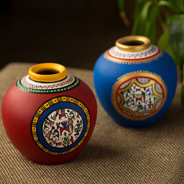 Combo Of Terracotta Handpainted Vases Combo Of Terracotta Handpainted Vases