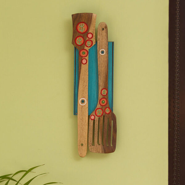 'Desert Spatulas' Hand-Painted Wall Decor In Mango & Pine Wood