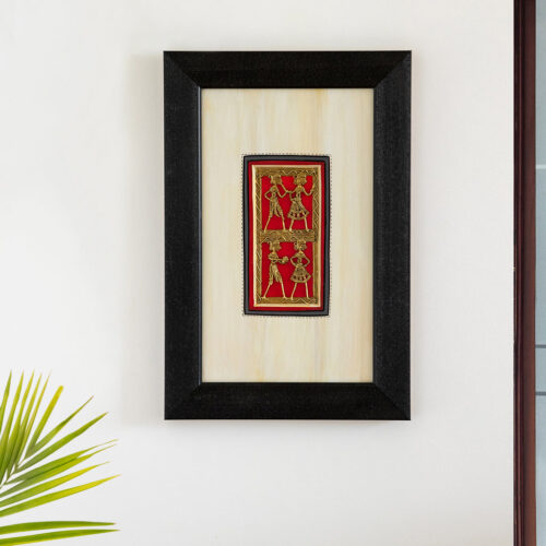 'Dhokra Tribal Pair' Handcrafted Wall Decor Hanging In MDF Wood (38.1 cm, Hand-Painted) 'Dhokra Tribal Pair' Handcrafted Wall Decor Hanging In MDF Wood (38.1 cm, Hand-Painted)