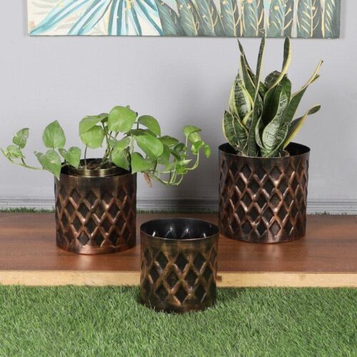 Diamo Hammered Planter - Set Of Three