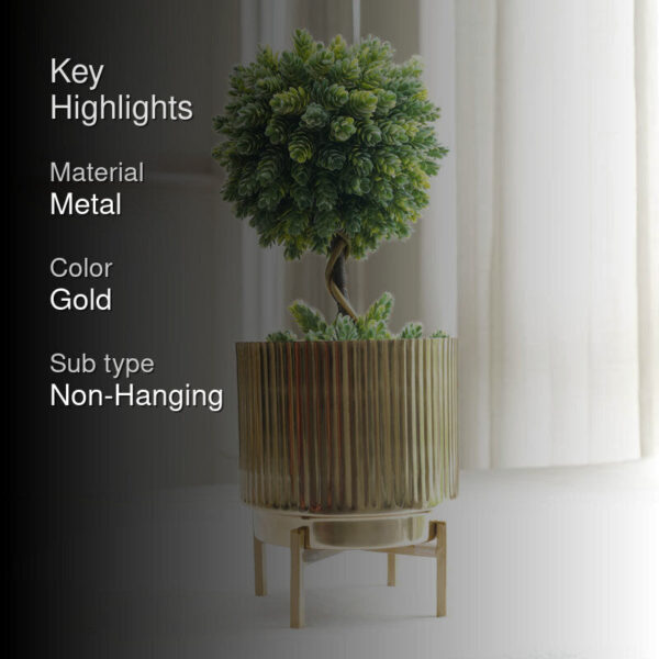 Dune Golden Metal Fluted Planter Dune Golden Metal Fluted Planter
