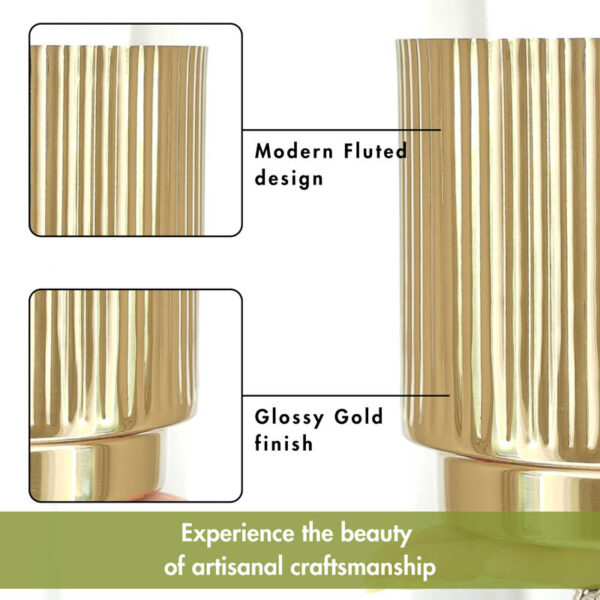 Dune Golden Metal Fluted Planter Dune Golden Metal Fluted Planter