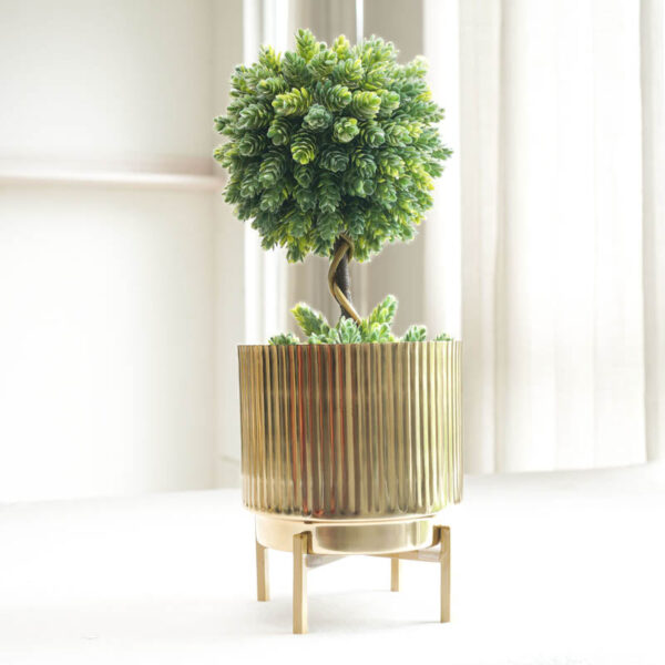 Dune Golden Metal Fluted Planter Dune Golden Metal Fluted Planter