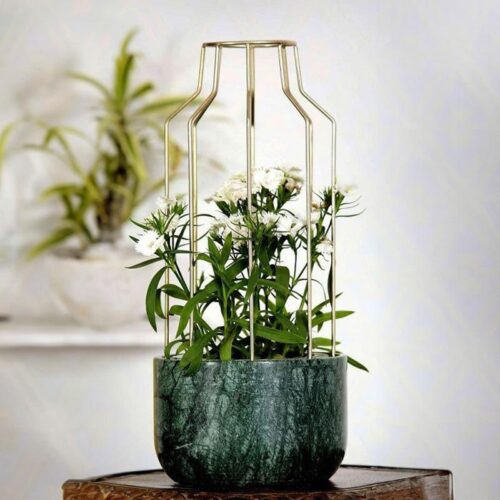 Golden Mesh Eartha Planter - Green