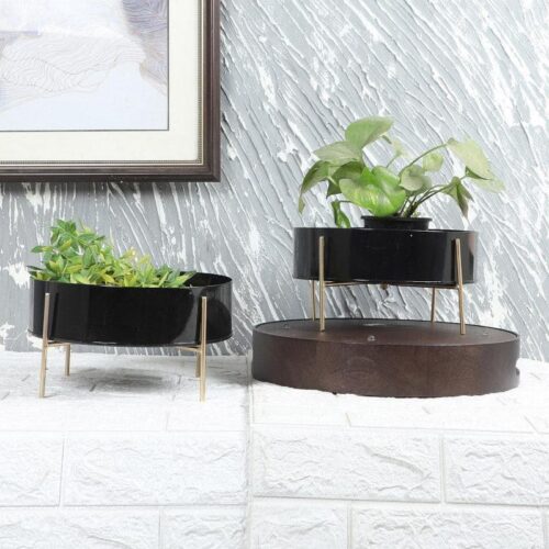 Gouyen Gaya Planter (Black) - Set Of Two