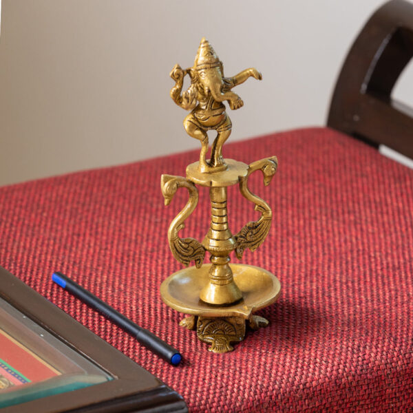 Hand-Etched 'Gallant Ganesha' Idol Showpiece in Brass (860 grams)