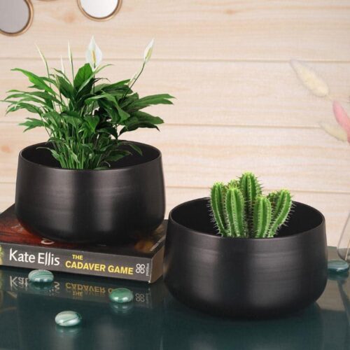 Helena Hue Planter (Black) - Set Of Two