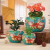 Hibiscus Handcrafted Planter - Set Of Three