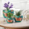 Hibiscus Handcrafted Planter - Set Of Three
