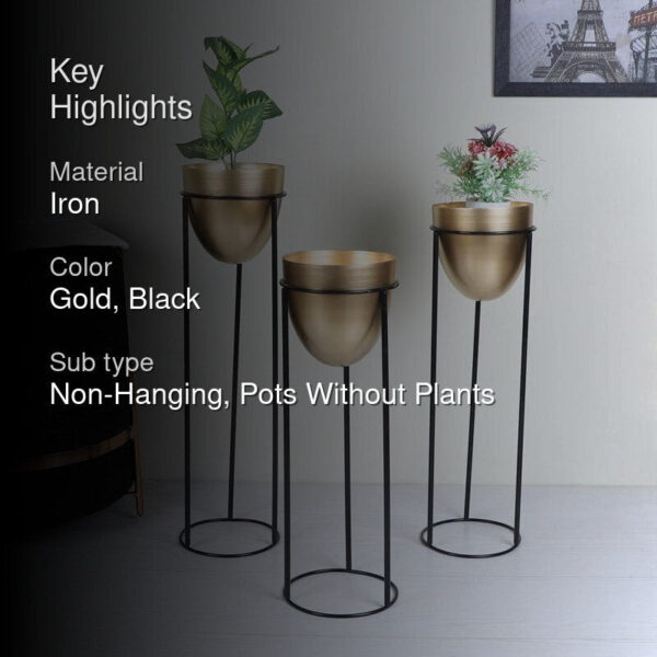 Kiromia Floor Planter (Gold) - Set Of Three Kiromia Floor Planter (Gold) - Set Of Three