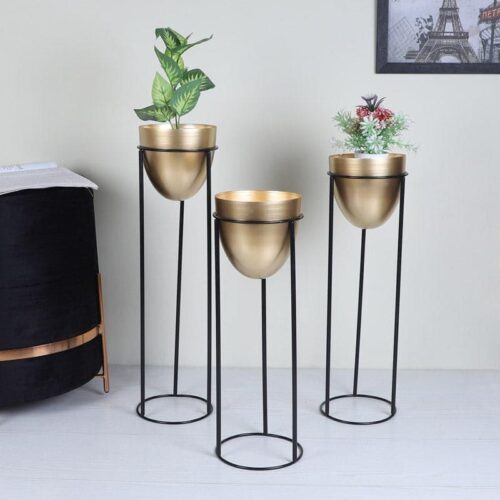 Kiromia Floor Planter (Gold) - Set Of Three