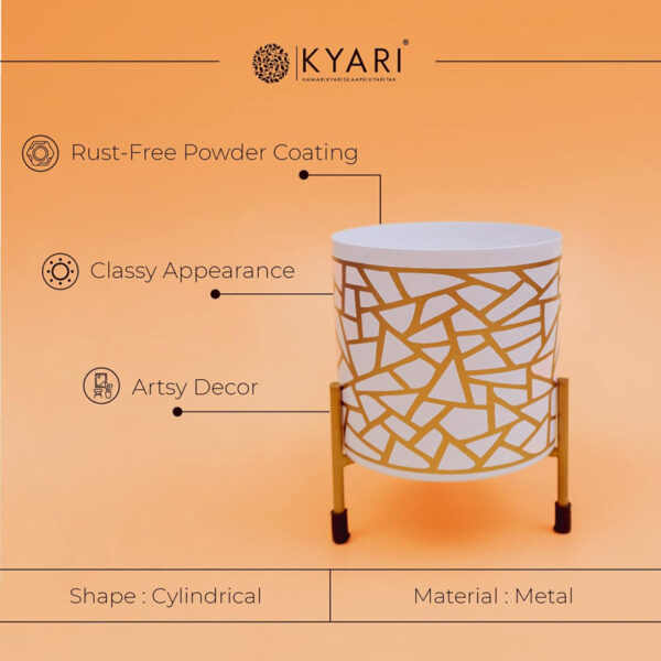 Kyari Geometric Trichome Metal Planter With Stand Kyari Geometric Trichome Metal Planter With Stand