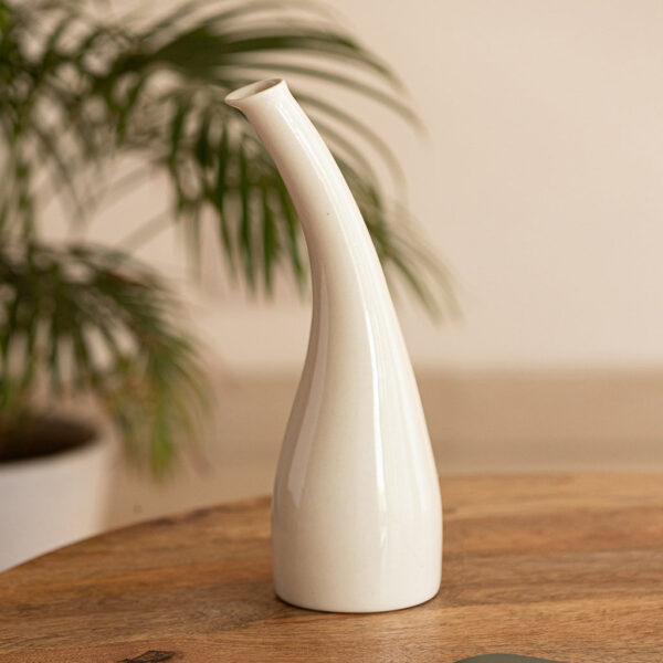 'Minimalistic Tilted Modern' Decorative Ceramic Vase (Handglazed Studio Pottery, 31 cm)