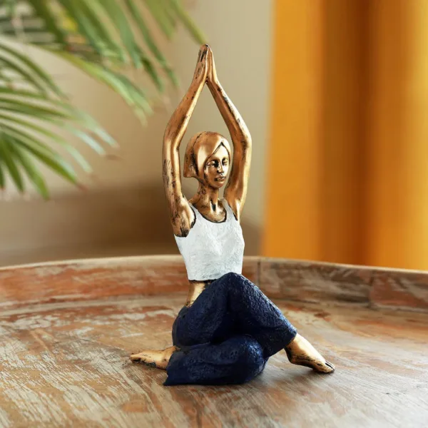 Modern 'Yoga Lady' Modern Decorative Showpiece Statue (Resin, Handcrafted, 27.7 cm)