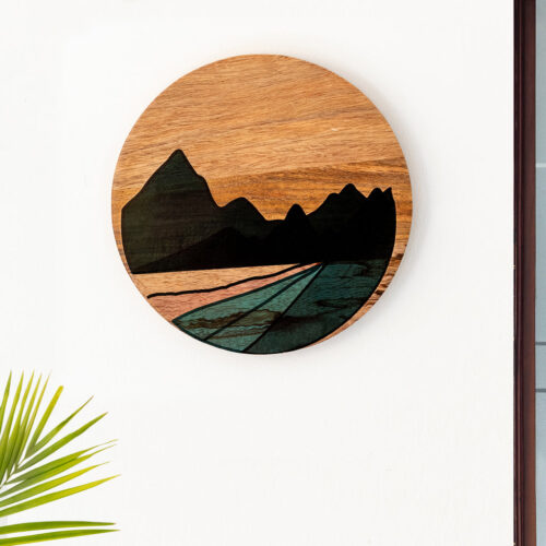 Mountain Retreat' Decorative Wall Plate Hanging (Mango Wood, Handcrafted, 25.4 cm)