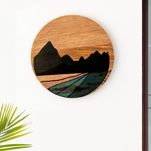 Mountain Retreat' Decorative Wall Plate Hanging (Mango Wood, Handcrafted, 25.4 cm)