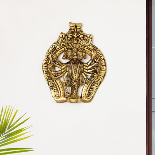 'Panchmukhi Hanuman' Wall Decor Brass Wall Hanging (Hand-Etched, 11.9 cm, 280 grams)