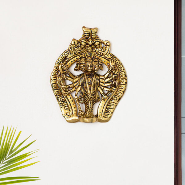 'Panchmukhi Hanuman' Wall Decor Brass Wall Hanging (Hand-Etched, 11.9 cm, 280 grams)