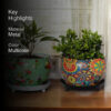 Rustic Fusion Planter With Plate - Set Of Two