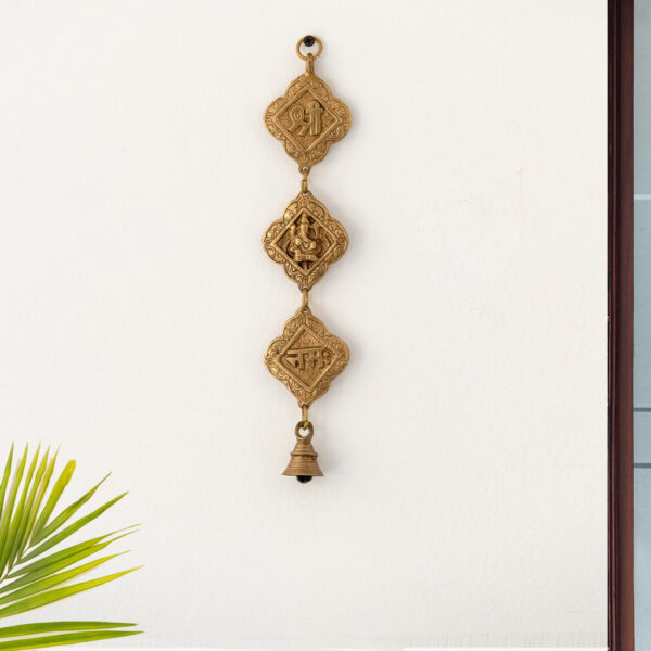 'Shree Ganeshaye Namah' Wall Decor Brass Wall Hanging (Hand-Etched, 300 grams)