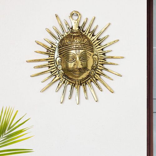 'Sun Lord' Wall Decor Brass Wall Hanging (Hand-Etched, 15.5 cm, 440 grams)