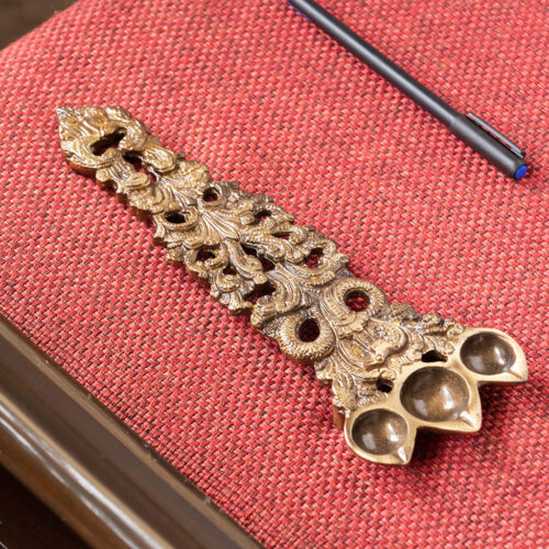 The Sizzling Serpent' Design Hand-Etched Ghee/Pooja Hawan Spoon In Brass (25.4 cm, 510 grams)