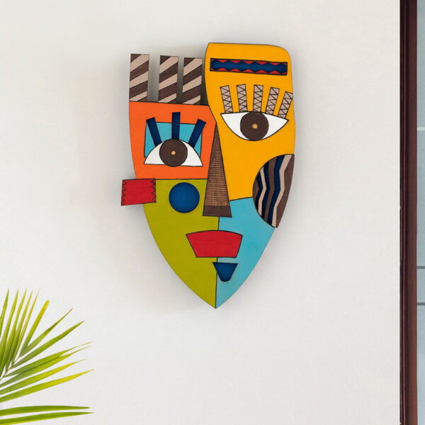 Tribal 'African Warrior Mask' Decorative Wall Decor Hanging (27.9 cm, Hand-Painted)