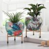 Tropical Tweet Handcrafted Planter With Stand - Four Piece Set