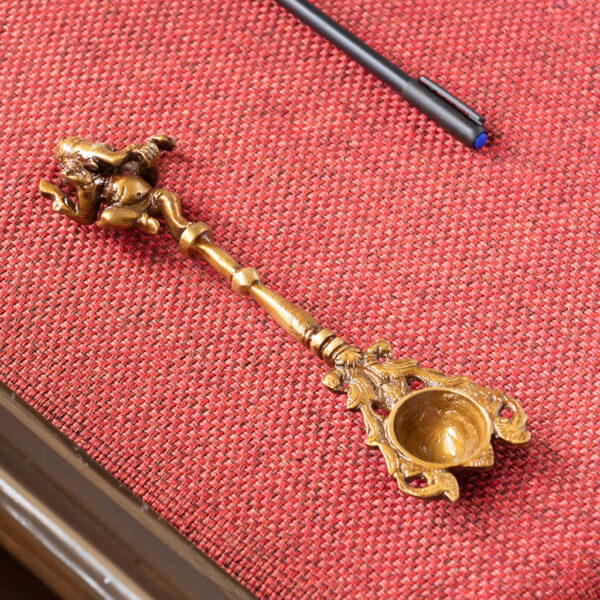 Versatile Vinayaka' Hand-Etched Ghee/Pooja Hawan Spoon In Brass (22.9 cm, 336 grams)