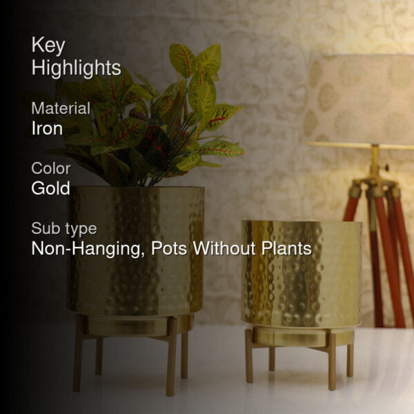 Vida Ember Hammered Planter (Gold) - Set Of Two Vida Ember Hammered Planter (Gold) - Set Of Two