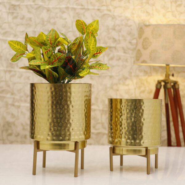 Vida Ember Hammered Planter (Gold) - Set Of Two Vida Ember Hammered Planter (Gold) - Set Of Two