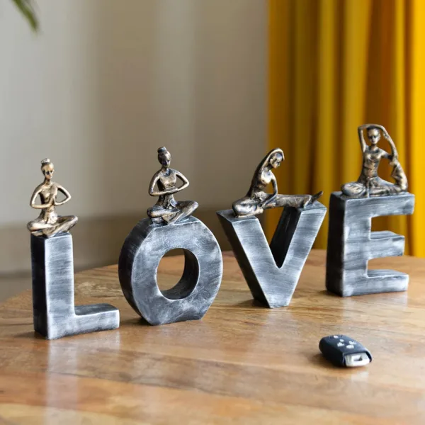 'Yoga Love' Modern Decorative Showpiece Statue (Resin, Handcrafted)