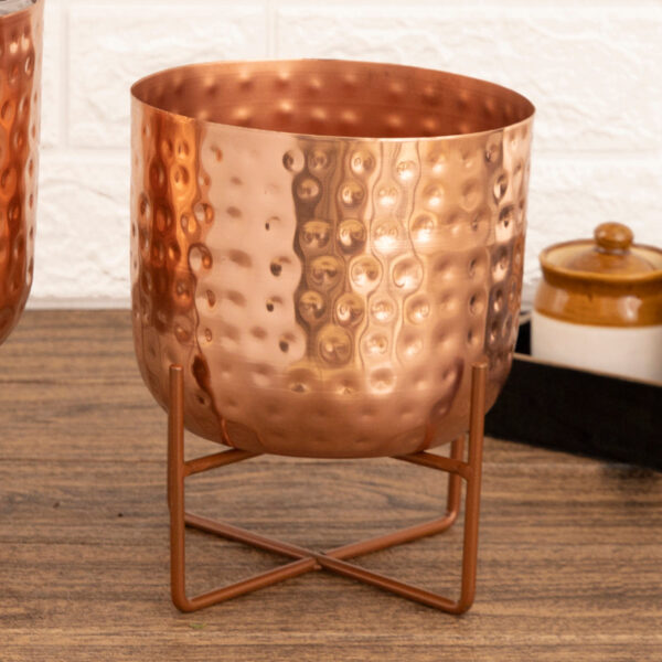 Zeren Olive Hammered Planter (Rose Gold) - Set Of Two Zeren Olive Hammered Planter (Rose Gold) - Set Of Two