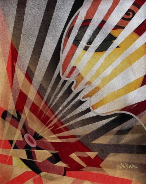 Acrylic Expressionist Painting of a Face from India, 'Concentration' Acrylic Expressionist Painting of a Face from India, 'Concentration'