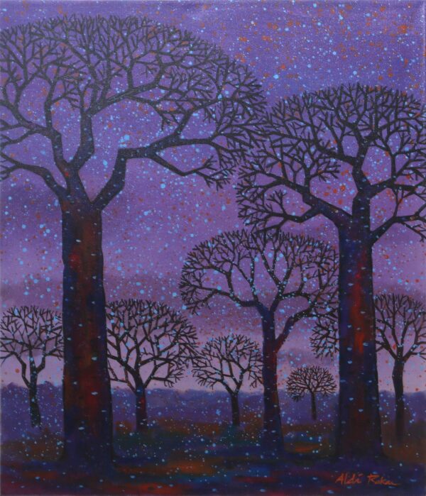 Acrylic Night Scene Painting on Canvas, 'Beautiful Sacrifice'