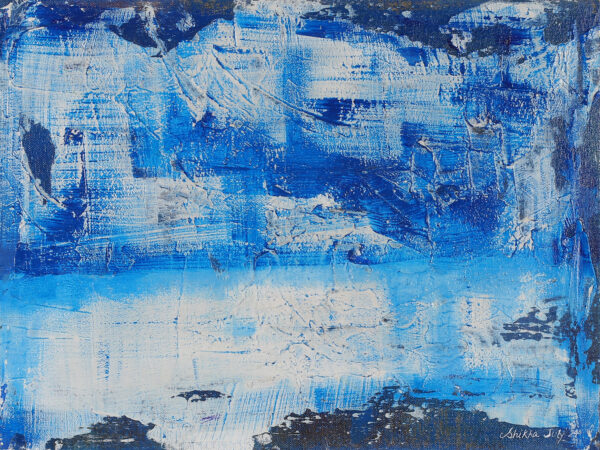 Acrylic on Canvas Abstract Painting of The Mediterranean Sea, 'Mediterranean Sea'