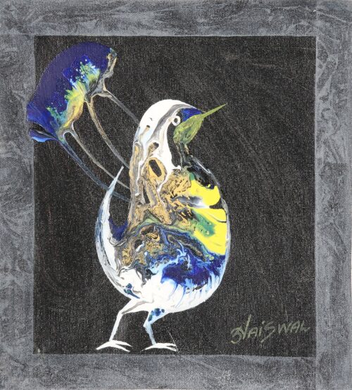 Acrylic Painting from India with Bird Motif, 'Bird Paradise' Acrylic Painting from India with Bird Motif, 'Bird Paradise'