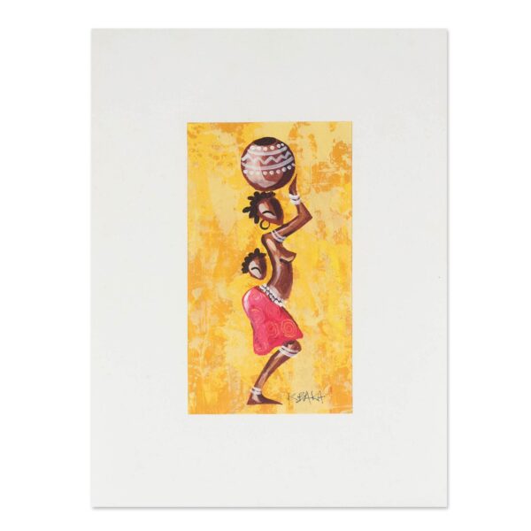 African Folk Art Painting, 'Woman from the Yellow Lake'