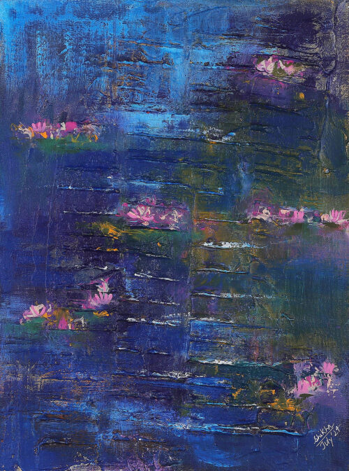 Expressionist Acrylic on Canvas Floral Pond Painting, 'Lily Pond III' Expressionist Acrylic on Canvas Floral Pond Painting, 'Lily Pond III'