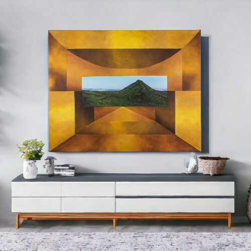 Expressionist Mountain Landscape Oil and Acrylic Painting, 'Arenal Volcano' Expressionist Mountain Landscape Oil and Acrylic Painting, 'Arenal Volcano'