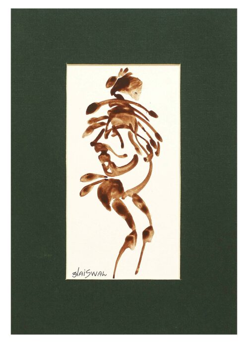 Folk Art Painting of a Dancer from India, 'Tribal Dance'