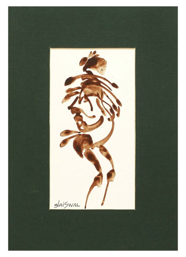 Folk Art Painting of a Dancer from India, 'Tribal Dance'