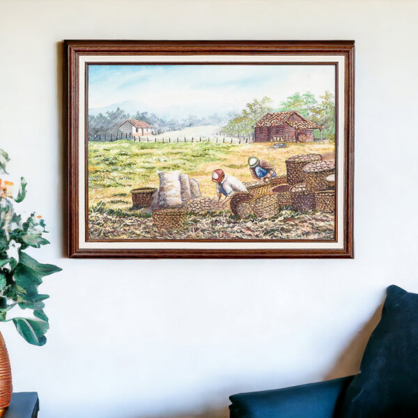 Framed Impressionist Landscape Oil Painting of Costa Rica, 'Harvest Time' Framed Impressionist Landscape Oil Painting of Costa Rica, 'Harvest Time'